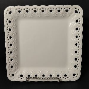 Skye McGhie Elegant Cream Lace Square Porcelain 9.5" Plate